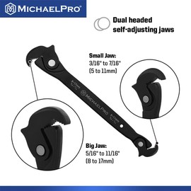 MichaelPro Auto Size Adjusting Wrench 3/16' to 11/16", "MP001229", "Black