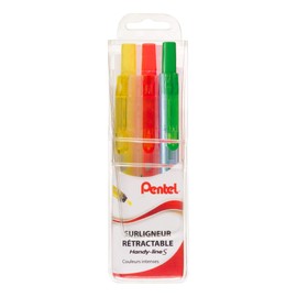 Pentel Handy-Line S Highlighter Pens Pack of 3 Assorted Colours Yellow/Orange/Green