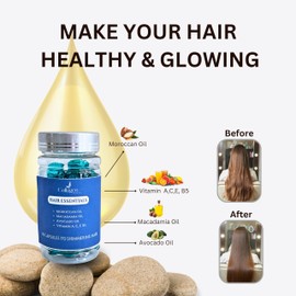 Collagen Tripeptides - Healthy Glowing Hair Oil, 40 Capsules, 5oz per Bottle, with Moroccan Oil and Essential Vitamins, No-Rinse Formula for Frizz Control Combined with hair appear fuller