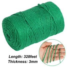 Vivifying Garden Twine, 328 Feet 3mm Green Plant Ties, Strong Jute Twine String for Climbing Plants, Tomatoes, Crafts and Decoration