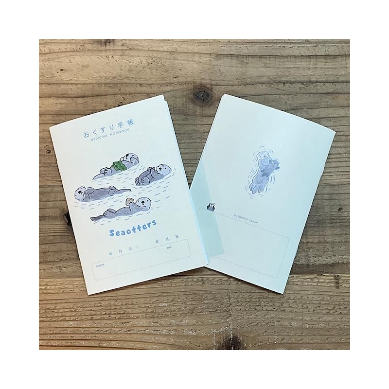 A6 32 Pages Okusuri Notebook with Cover, Sea Otter Goods