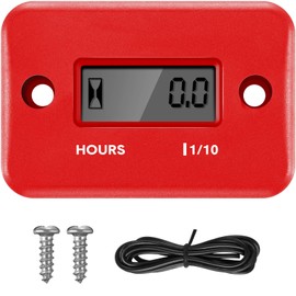 Hour Meters for Small Engines Inductive Digital Engine Hour Meter Automatically Shutdown for Gas Engine Lawn Dirt Bike Motorcycle Motocross Snowmobile Generator Karting(Red)