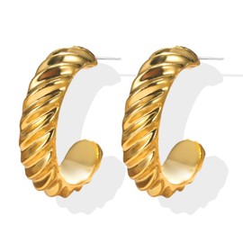 Gold Hoop Earrings for Women Trendy Chunky Hoop Earrings Small Thick Oval Open Hoop Earrings Hypoallergenic Lightweight Earrings for Women Girls Gold Jewelry Girls