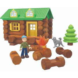 Basic Fun Lincoln Logs On The Trail Set Wooden Building Toy Real Wood Cabin 59 Pieces