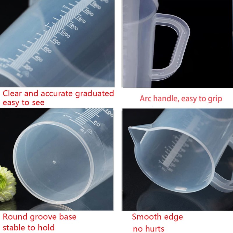 DARENYI 2 Pcs Plastic Measuring Jugs 1L, Large Plastic Measuring