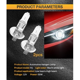 bylikeho 2 PCS Low Beam Headlight Bulb,Head Light for Car,Ultra Automotive Lighting Halogen Headlight Bulb,Car Accessories Low/High Beam Fog Light Replacement for Cars (White-H1)