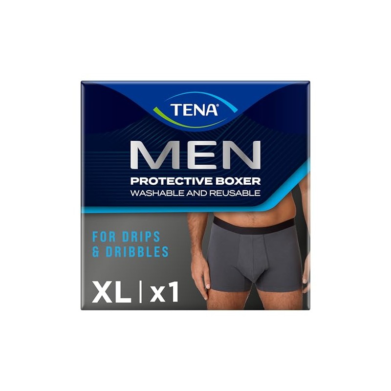 TENA Men Protective Boxers, Discreet Fit Washable Incontinence Pants that