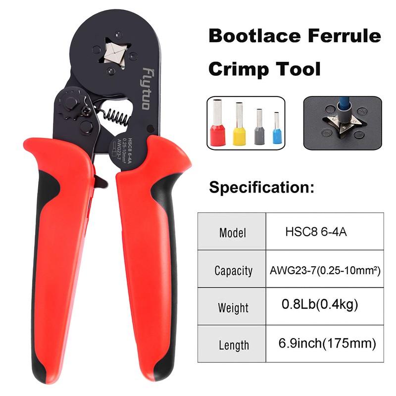 Ferrule Crimping Tool Kit, Flytuo AWG23-7 Self-Adjustable Ratchet Wire Crimping