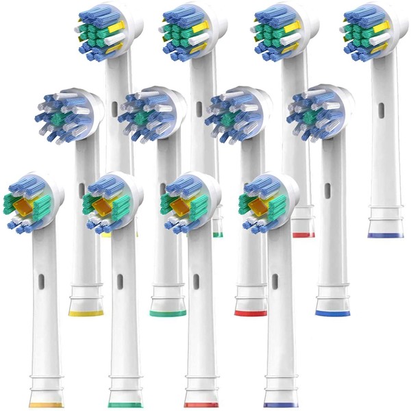 Pearl Enterprises Replacement Brush Heads Compatible with Oral B- Pack of 12 Electric Toothbrush Assorted Heads Refill Fits Oralb Braun Kids, pro, 1000, Professional Care, 3D, 2000 & More!