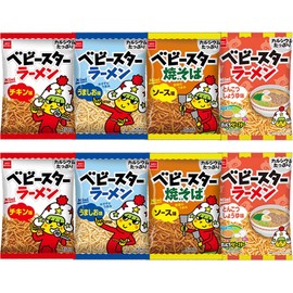 Baby Star Ramen Mini 4 types of flavors × 2 Japanese Popular Famous Snack With MAIKO sticker Pio big bazar