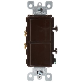 Leviton 5634 15 Amp, 120/277 Volt, Decora Single-Pole, Single-Pole AC Combination Switch, Commercial Grade, Grounding, Brown