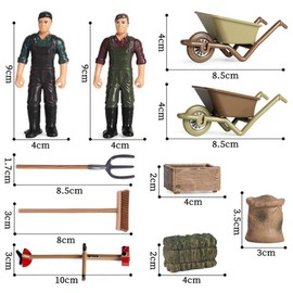 NUOBESTY 12Pcs Play Farm Figures Accessories Toy Set Realistic Farm Farmer Set with Farm Figures Mower Tools Bale Straw Mini Educational Playset Set for Kids Toddlers