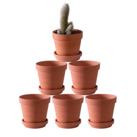 Yishang Terra Cotta Pots with Saucer - 6-Pack Large Terracotta Clay Pots, 4.6'' Ceramic Planters, Great for Cactus, Succulents, Plants & Crafts