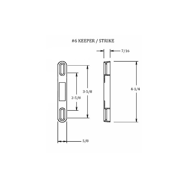 FPL #6 Keeper/Strike for Sliding Glass Door Mortise Locks with