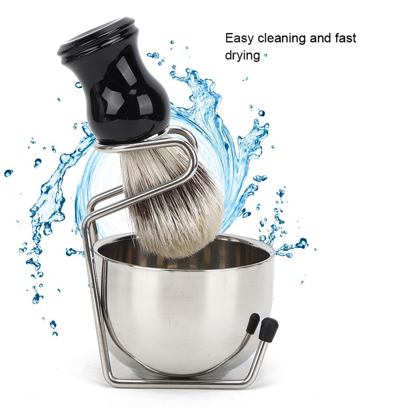 3Pcs/Set Shaving Tool Kit Brush with Stainless Steel Bowl Bracket