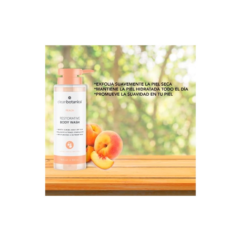 CLEAN BOTÁNICA, Gel de Baño con Extracto de Durazno, Exfoliante