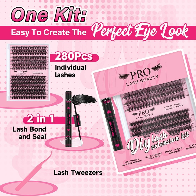 Lash Clusters Kit 280 Pcs Cluster Lashes 30D+40D Lash Extension