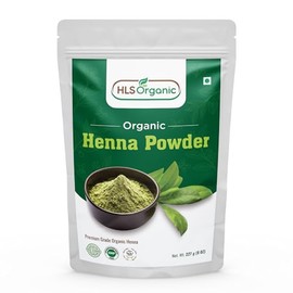 Hls Polvo de Henna (Lawsonia Inermis) para Color Natural Naranja-Rojo Del Cabello | Orgánico | 227 Gms/0.5 Lb/ 8 Oz, Sin Productos Químicos O Aditivos