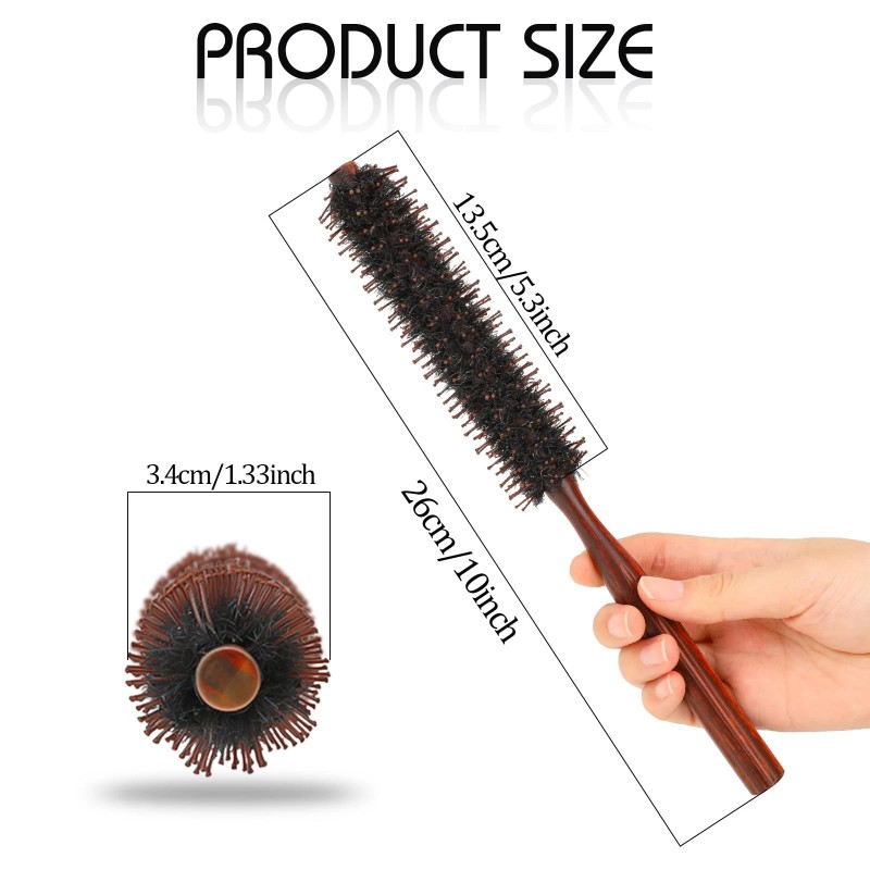 Boar Bristle Hair Brush for Women and Men, Small round