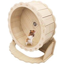 Hamiledyi Wooden Hamster Wheel, Small Pets Exercise Wheel, Silent Running Wheel for Gerbil, Mice, Guinea Pigs, Dwarf Syrian Hamster (7.48in)