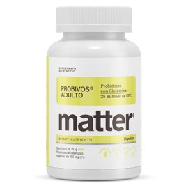 Matter Probivos Adultos, Probióticos 25 Billones de UFC con L-Glutamina, Tecnología de Microencapsulado, Apoyo Digestivo, Metabólico e Inmunológico, 1 Frasco con 45 Cápsulas Vegetales.
