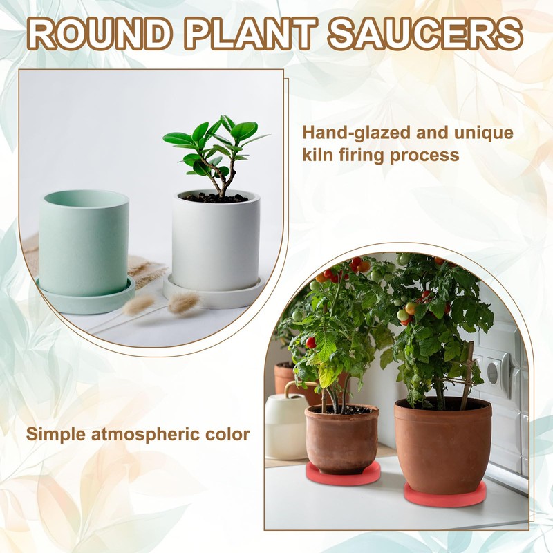 uxcell 2 Pcs Round Plant Saucers, 4 Inch Ceramics Plant