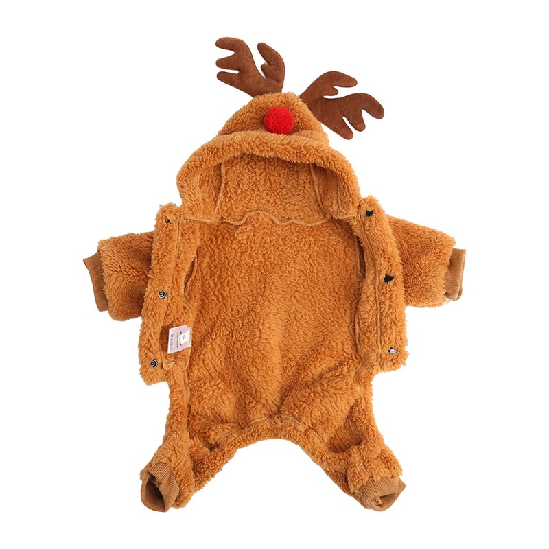 Reindeer Dog Hoodie Interesting Soft Warm Dogs Winter Pajamas for