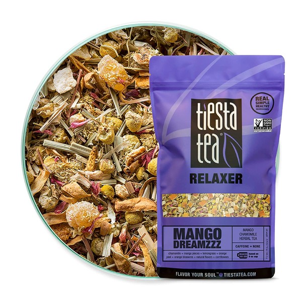 Tiesta Tea - Mango Dreamzzz, Loose Leaf Mango Chamomile Herbal Tea, Non-Caffeinated, Hot & Ice Tea, 12 oz Bulk Bag - 200 Cups, Natural Flavored, Calming, Herbal Tea Loose Leaf