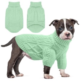 SANQITARA Dog Sweater for Small Dogs, Dog Christmas Sweater with Sleeves, Pullover Turtleneck Warm Soft Knitwear for Girl Boys Male Female Chihuahua, Bulldog, Dachshund, Pug, Yorkie (Green, Large)