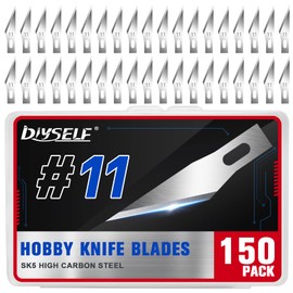 DIYSELF 150 PCS Exacto Knife Blades 11, Sharp Hobby Knife Blades, High Carbon Steel Craft Knife Blade, #11 Replacement Exacto Blade for Art, Scrapbooking, Stencil, Paper Cutting