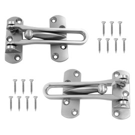 Seimneire Hotel Door Swing Bar Lock Latch, Zinc Alloy U-Swing Locks Guard for Home & Hotel Security (2 Pack Silver)