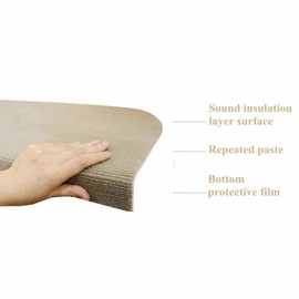 Skid-Resistant Stair Treads Carpet Non Slip Mat, Stair Runners Step Pads for Wooden Steps Indoor Stair Rugs Self Adhesive Safety for Elders Kids Dogs, Set of 13 (Beige)