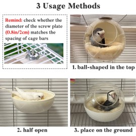 Jevnd Bird Nest for Cage Bite-Resistant, Washable Clear Observation Small Bird House Hanging, Warm Bird Bed Plush Hut, Parakeet Nest to Lay Eggs Breeding Sleeping for Parrot Budgie Love Bird Canary