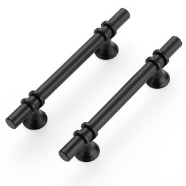 Ravinte Pack of 10 Furniture Handles, Black Cabinet Handles, 102 mm Handles for Kitchen Cabinets, Door Handles for Kitchen Cabinets, Handles Furniture with Round Base, Drawer Handles