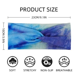 6Pcs Womens Hairband Bandana Hair Accessories for Women Adult Boho Elastic Turban Wide Non Slip Hair Scarf Ladies Headbands for Short Hair (14Colourful)