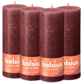 Bolsius Candela rustica a pilastro, rosso scuro, 19 x 7 cm (confezione da 4)