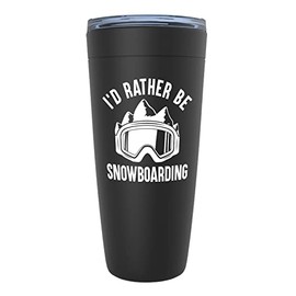 Snowboard Black Tumbler 20oz - id rather be - Ski Snowboard Goggles Snowboarder Skiing Snowboarding Gift Skiers Hiking Mountain Snowboareing