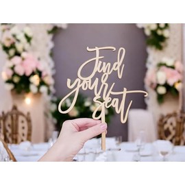 Wooden Find Your Seat Wedding Sign, Decorative Table Card Holder,Seating Chart,Welcome Sign for Engagement Partiy,Rustic Wedding Decor,Wedding Party Supplies