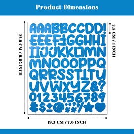 BINLINHONGO 984 Alphabet Stickers, 12 Sheets 1 Inch Self-Adhesive Vinyl Letters Sticker Decals for Scrapbook, Identification, Organization and Decorative, Blue
