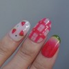 Tangle Pinky Watermelon Bear Handmade Nail Tip - Stiletto /