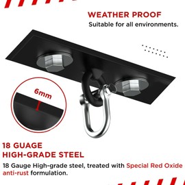 PUNCH BAG CEILING HOOK by Athletics Gear | 18-guage Heavy Duty Bracket, 8” Long, 4 Fixing Holes with D-Shackle Swivel & Fixings (8" Ceiling Hook)