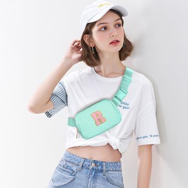 Gitus Belt Bag Fanny Pack Crossbody Bags with Initial Letter Patch Cute Stuff Birthday Gifts for Teenager Girls Trendy Preppy Stuff for Teen Girls Cool Stuff for Teens (Mint Green-R)