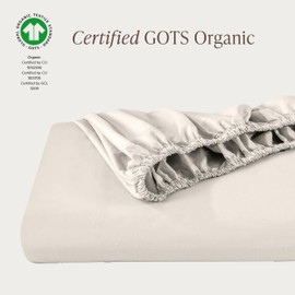 Bare Home 100% Organic Cotton Full Fitted Sheet - Crisp Percale Weave - Lightweight & Breathable - Deep Pocket Fitted Sheet (Full, French Beige)