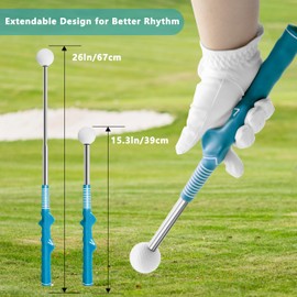 Xinambyh Retractable Golf Swing Training Aid:Golf Grip Trainer,Swing Trainer with Swing Sound Prompt,Feedback,for Beginners.Golf Accessories for Indoor Practice-Strength,Tempo Training.(Royal Blue)