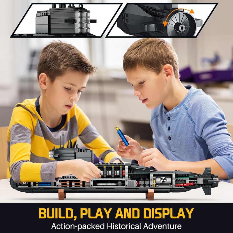 Amoyasite Nuclear Submarine Building Set, 1498 Pcs WWII Military Military