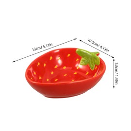PRETYZOOM Strawberry Ceramic Dessert Bowl, Food Serving Bowl, Salad Bowl, Red, 13 x 10.5 x 3.8 cm, Ideal for Family Gatherings and Festive Decorations