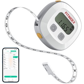 FITINDEX Cinta métrica inteligente para el cuerpo, cinta métrica FITINDEX para el cuerpo con aplicación, regla retráctil de doble escala con Bluetooth para pérdida de peso, fitness, culturismo, pantalla LCD digital, pulgadas y cm
