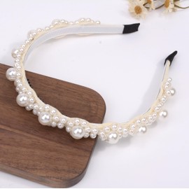 Bianhuan Headband for Babies, Kids, Pearls, Hair Accessories, Dress, Formal, Recitals, Weddings, Ceremonies, White