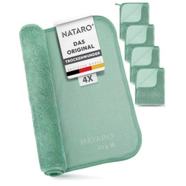 NATARO Pack of 4 Fast Dry It Premium Drying Towels for Shower Cubicle, Car, Household, Camping - The Original - Extra Absorbent Microfibre Cloth, Lint-Free, Scratch-Free Shiny Wipes Cloths 40 x 50 cm