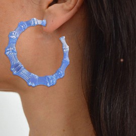 Bamboo Earrings for Women Colorful Acrylic Bamboo Hoop Earrings 80s 90s Large Hoops Earrings Hip Hop Fashion Party Costume Accessories (A: blue bamboo earrings)